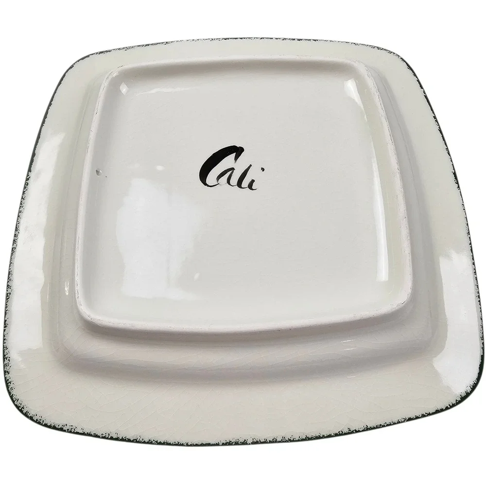 Cali Chip and & Platter Green Checkered Vegetable Cabbage Eggplant Serving‎ Tray